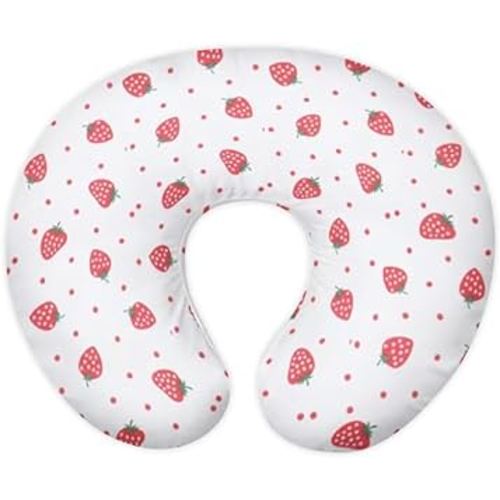 Nursing Pillow Cover Girls, Strawberry Breastfeeding Pillow Cover for Baby, Snug Fits Newborn Nursing Pillow Case, Super Soft Breathable