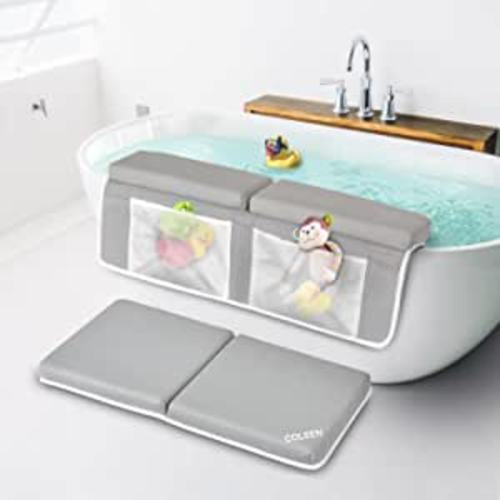 COLSEN Bath Kneeler and Elbow Rest Pad Set, 1.5 inch Thick Kneeling Pad for Elbow, Knee & Arm Support - Large Bathtub Kneeling Pad with Toy Organizer