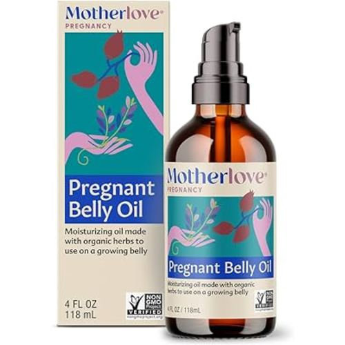 Motherlove Pregnant Belly Oil (4 oz) Natural Moisturizer to Soothe Itchy Skin & Prevent Stretch Marks—Non-GMO, Organic Herbs, Vegan