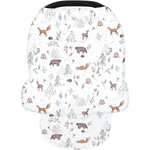 Nursing Cover for Newborn Breastfeeding Multi Use Infant Stroller Canopy Unisex Baby Car Seat Cover for Baby Boy and Girl (Animal 2)