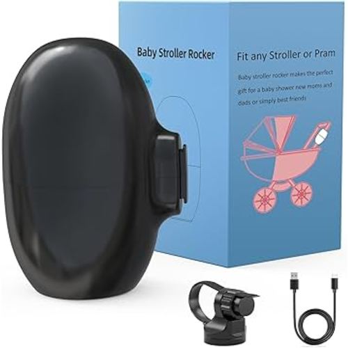 Stroller Rocker with Rechargeable, Portable Baby Sleep Soother with 5 Different Intensity Vibration Patterns, Baby Rocker Sleep Aid Fits All Pushchairs, Prams, and Strollers(Black)