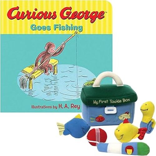 My First Tackle Box Playset Plush and Board Book Curious George Goes Fishing Set