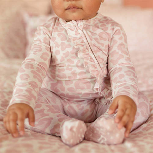 Leopard Pink Baby Girl Sleeper | Delaney