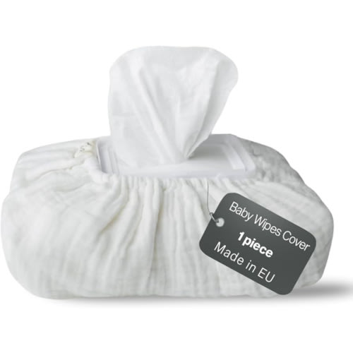 Baby Wipes Cover – Universal Size, One Size Fits All Wipes Packages | Muslin Cotton Tissue Cover for Nursery, Diaper Bag & Changing Table, Station | Gingham & Neutral Patterns (Cream)