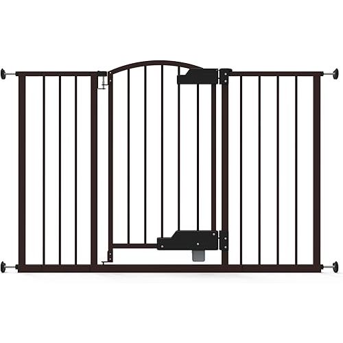 Summer by Ingenuity Hands-Free Foot Open Thruway 52W Series Pet & Baby Gate, 29"-52" Wide, 28" Tall, Pressure or Hardware Mounted, Wall or Banister in Doorway or Hallway - Espresso