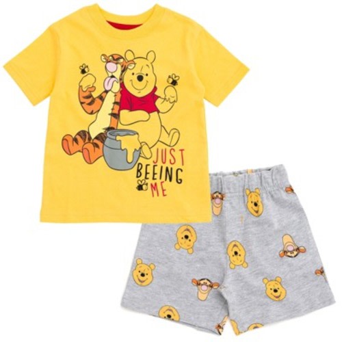 Disney Fairies Winnie the Pooh Tigger Infant Baby Boys Pullover T-Shirt and French Terry Shorts Outfit Set Orange/Gray 18 Months