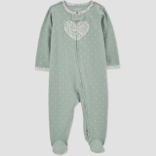 Carter's Just One You®️ Baby Girls' Heart Footed Pajama - Green 6M