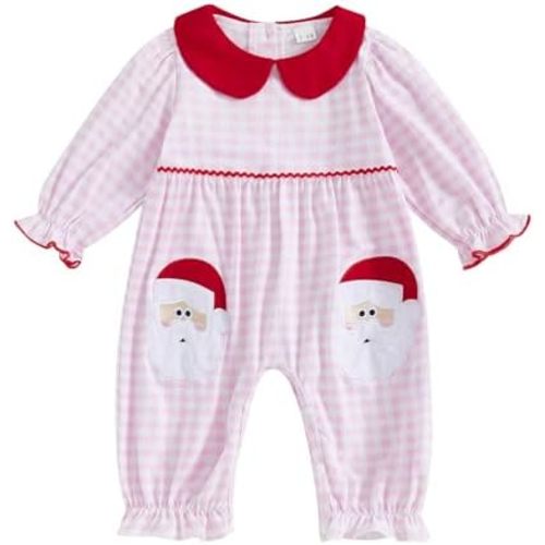 Baby Girl Christmas Outfit Newborn Sweatshirt Fall Clothes Long Sleeve Bubble Romper Infant Santa Cute Clothing