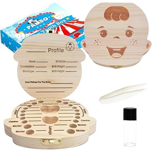 PAMBO Tooth Fairy Box Keepsake For Boys,Tooth Holders for Kids and Baby Shower