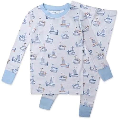 HonestBaby 2-Piece Pajamas Sleepwear Pjs 100% Organic Cotton for Baby, Toddler, Kids, Boy