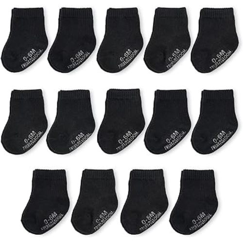 Fruit of the Loom Baby 14-Pack Grow & Fit Flex Zones Cotton Stretch Socks - Unisex, Girls, Boys