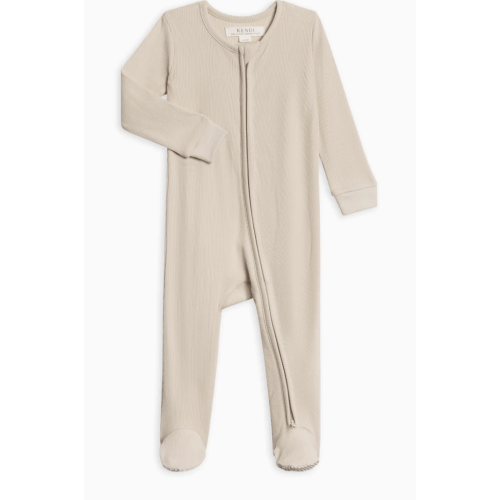 Kit Ribbed Zipper Sleeper - Oat