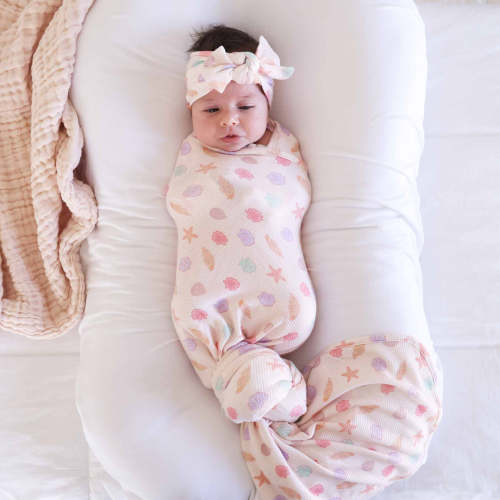 Saltwater Shells Waffle Bamboo Oversized Swaddle Blanket