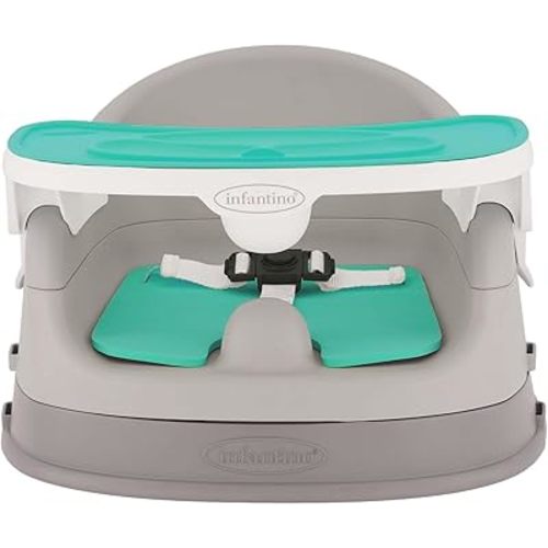 Infantino Grow-with-Me 4-in-1 Two-Can-Dine Deluxe Feeding Booster Seat, Space-Saving Design, Infant Booster for 6M+, Toddler Seat for 3Y+