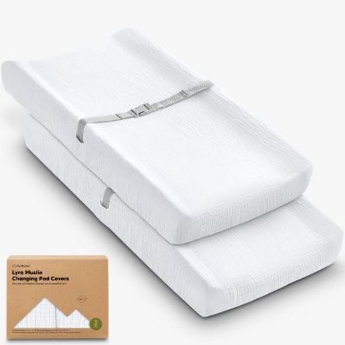 KeaBabies Lyra Muslin Changing Pad Cover for Baby Girls, Boys, Soft Organic Muslin Cotton Diaper Changing Table Cover Sheets, 34x18 (Soft White)