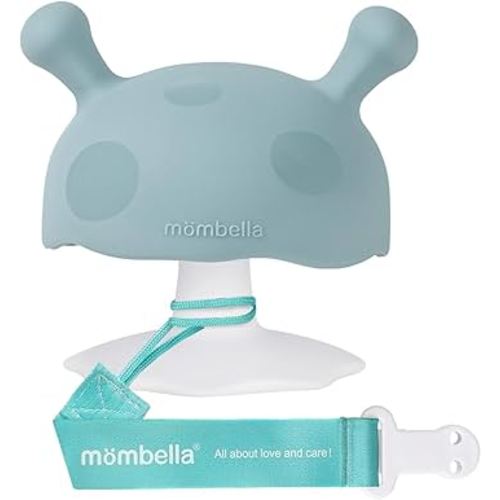 Baby Teething Toys for 3-12 Months+,Silicone Mombella Baby Teether with Suction Base,Soft & Easy to Grasp for Teething Relief,Safe & Comfortable Teether Toys for Sucking Needs,BPA Free (Iron Green)