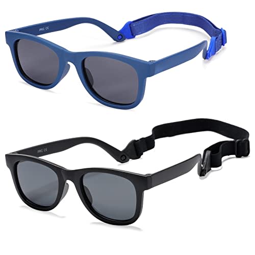 COASION Bendable Flexible Polarized Newborn Baby Sunglasses with Strap for Infant Boys Girls Age 0-12 Months CA8042
