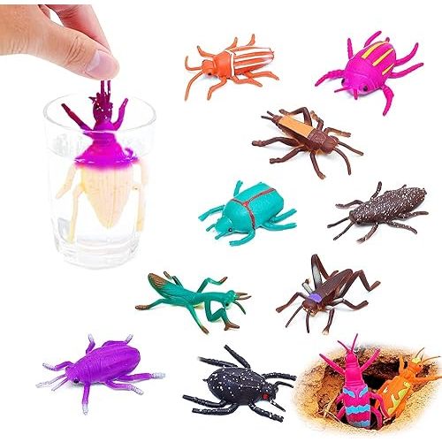 YiliUsAnwU 10Pcs Bath Toys Bug Toys,Color Changing and Stretchy Realistic Insects Animal Figurines,for Kids 3+,Novelty Gag Prank Squeeze Toy for Themed Parties,Goodie Bag Fillers,Classroom Rewards