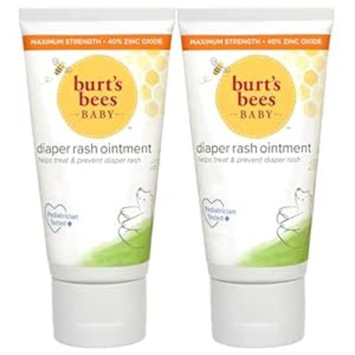 Burt's Bees Baby Diaper Rash Ointment Maximum Strength Cream with 40% Zinc Oxide, 100% Natural Origin, Pediatrician Tested, 3 Oz (Pack of 2)