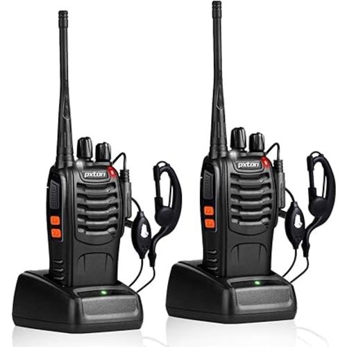 Walkie Talkies Rechargeable Long Range Two-Way Radios with Earpieces,2-Way Radios UHF Handheld Transceiver Walky Talky with Flashlight Li-ion Battery and Charger（2 Pack）