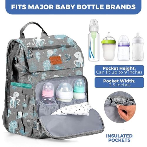 PILLANI Baby Diaper Bag Backpack - Large Bag for Boys & Girls, Waterproof Diaper Backpack - Travel Diaper Bags w/Changing Pad, Baby Registry Search & Shower Gifts - Essentials Must Haves Newborn Stuff