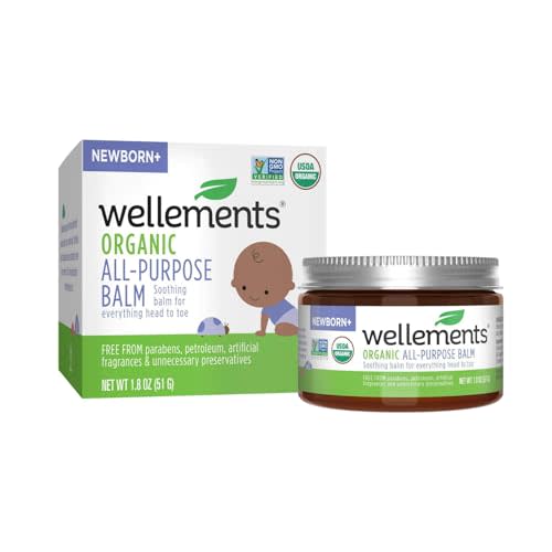 Wellements Organic All Purpose Balm for Babies and Kids | Gentle and Soothing All Over Ointment for Dry, Chafed and Sensitive Skin | Free From Petroleum, Parabens and Fragrances | 1.8 Fl Oz