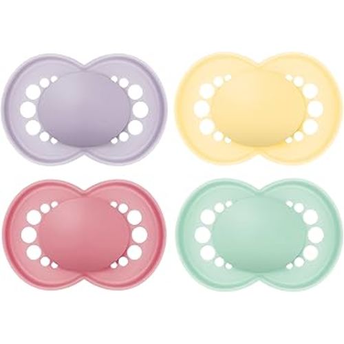 MAM Original Matte Baby Pacifiers, Binky for 6-16 Months, BPA-Free Silicone Nipple, Easy to Clean, Best for Breastfed Babies, Developed with Medical Experts, 4 Count Binkies