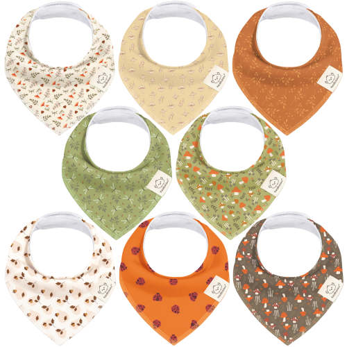 8-Pack Organic Bandana Bibs (Fall Spores)
