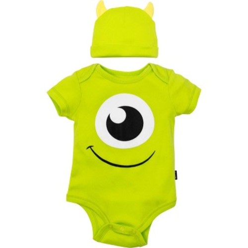 Disney Pixar Monsters Inc. Mike Newborn Baby Boys Bodysuit and Hat Set 0-3 Months