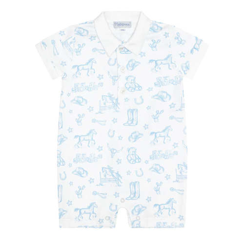 Blue Lone Star Toile Romper
