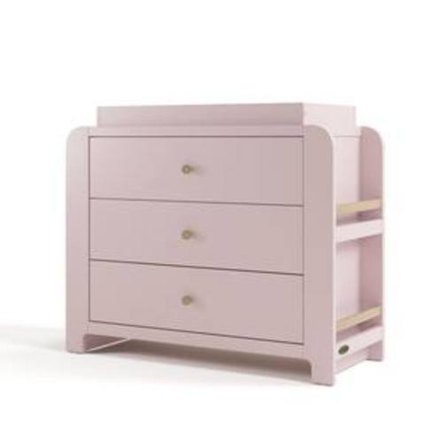 Read-with-Me Blush with Driftwood 3 Drawer 42.87 in. Wide Dresser with Changing Topper