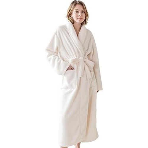 Robes for Women – Premium Plush Fleece Long Bathrobe for Women with Shawl Collar, Soft Warm Womens Robe