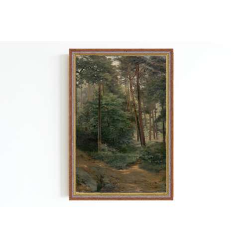 CANVAS ART PRINT | Vintage Woods Wall Art Print | Classic Forest Landscape Painting | Tall Trees Scenery Art