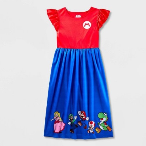 Girls' Super Mario Fantasy NightGown - Blue, Size: S