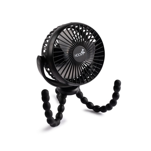 Hoovy Portable & Rechargeable Stroller Fan for Baby and Toddler, Black