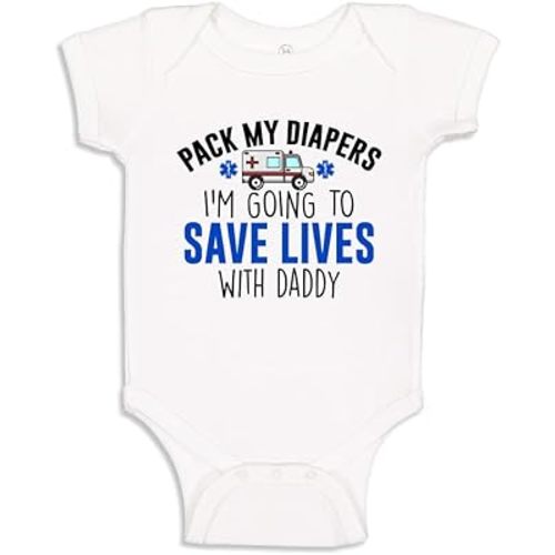 I'm Going To Save Lives With Daddy EMT or Paramedic Baby One Piece Or Toddler T-Shirt Ambulance Baby Clothes