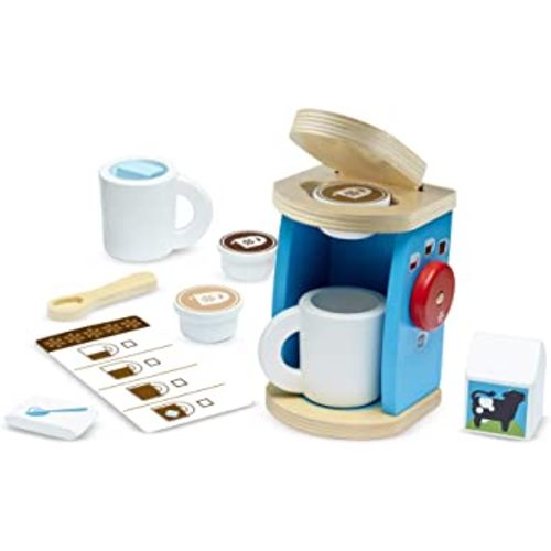 Melissa & Doug 11-Piece Coffee Set, Multi - Pretend Play Kitchen Accessories Kids Coffee Maker Play Set For Girls And Boys