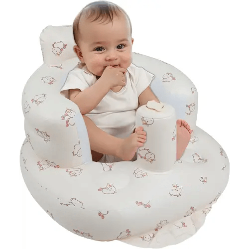 Inflatable Baby Seat with Built in Pump for Babies 3 Months & Up, Baby Floor Seats for Sitting Up, Blow Up Baby Chair for Infants - Unicorn