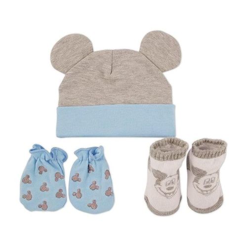Disney Mickey Mouse Newborn Baby Boys’ Hat, Socks, and Mitten Take Me Home Layette Gift Set