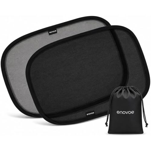 Enovoe Car Window Shades for Baby (4 Pack) - 21"x14" - Sun Shade Blocker, Cling - Glare Shield and UV Rays Protection for Your Child - Side Windows Screens for SUV- Mesh Window Shades for Car Baby