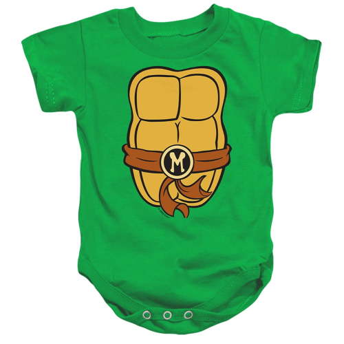 TMNT Teenage Mutant Ninja Turtles Michelangelo Chest Unisex Infant Snap Suit for Baby, Kelly Green, 6 Months