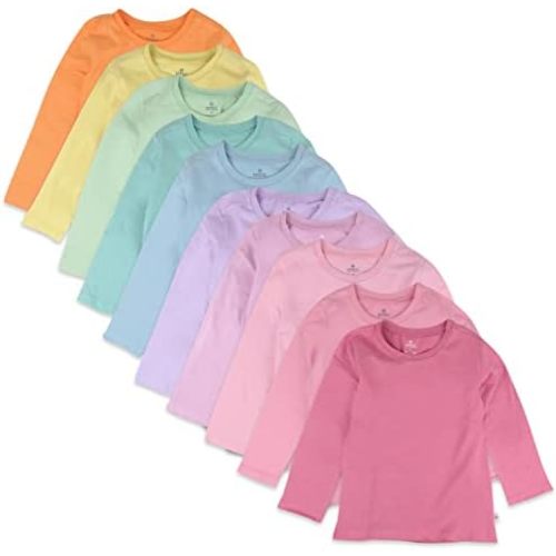 HonestBaby unisex-baby 10 Pack Long Sleeve T Shirts 100% Organic Cotton for Toddler, Boys, Girls