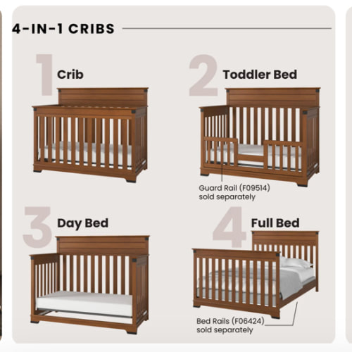 Redmond 4 in 1 Crib, Coach Cherry | Convertible Cribs | Child Craft