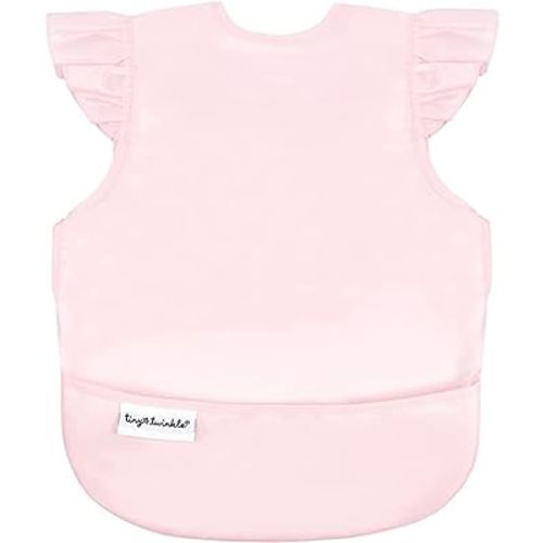 Tiny Twinkle Mess Proof Baby Bib - Waterproof & Lightweight Baby-Led Weaning Apron | 100% Recycled Polyester, Easy Clean & Machine Washable (Rose, Small 6-24 Months)