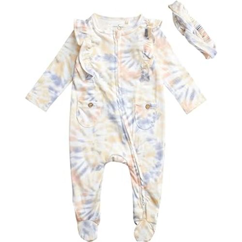 Jessica Simpson Baby Girls' Romper - One Piece Footie Jumpsuit, Hat/Headband - Playwear Clothing for Newborns/Infants, 0-24M