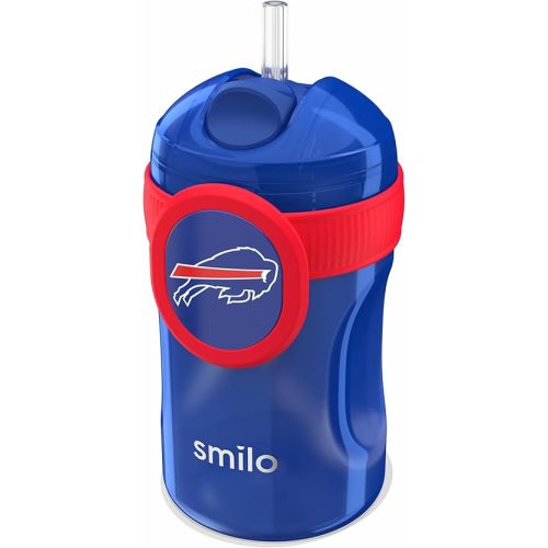 Smilo Straw Cup - Buffalo Bills Officially Licensed NFL Sippy Cup - Baby and Toddler Cup with Weighted Silicone Straw and 8.5 oz Capacity - BPA-Free