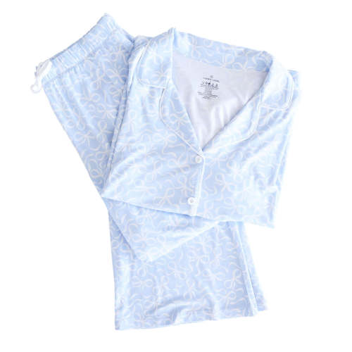 Women's Two Piece Flare Lounge Set | Blue-tiful Bows