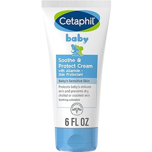Cetaphil Baby Soothe & Protect Cream with Allantoin Skin Protectant, 6 oz, Prevents Dry, chaffed or Cracked Skin, Baby Cream moisturizes for 24 Hours, Non-Greasy (Packaging May Vary)