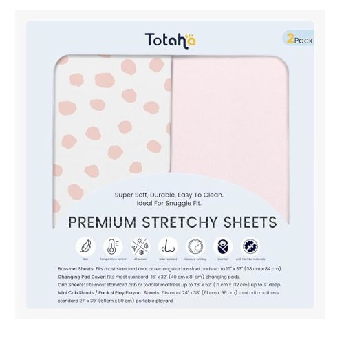 TotAha Premium Stretchy Changing Pad Cover, Buttery Soft Diaper Changing Pad Covers for Girls Boys, Super Stretchy Jersey Knit Changing Table Covers, 2 Pack