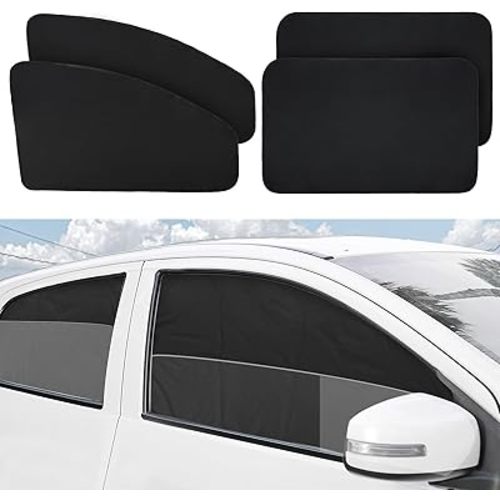 XCBYT Car Window Shades, 4 Pack Privacy Curtains, Sun Shades for Baby, 100% Light Block for Car, Camping, Napping, Sleeping, Breastfeeding, Cloth Changing